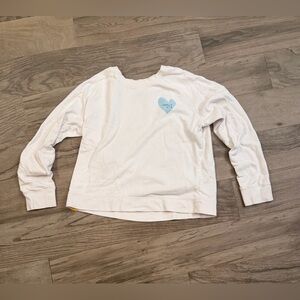 Kerri Rosenthal White Sweatshirt with Blue Heart Graphic